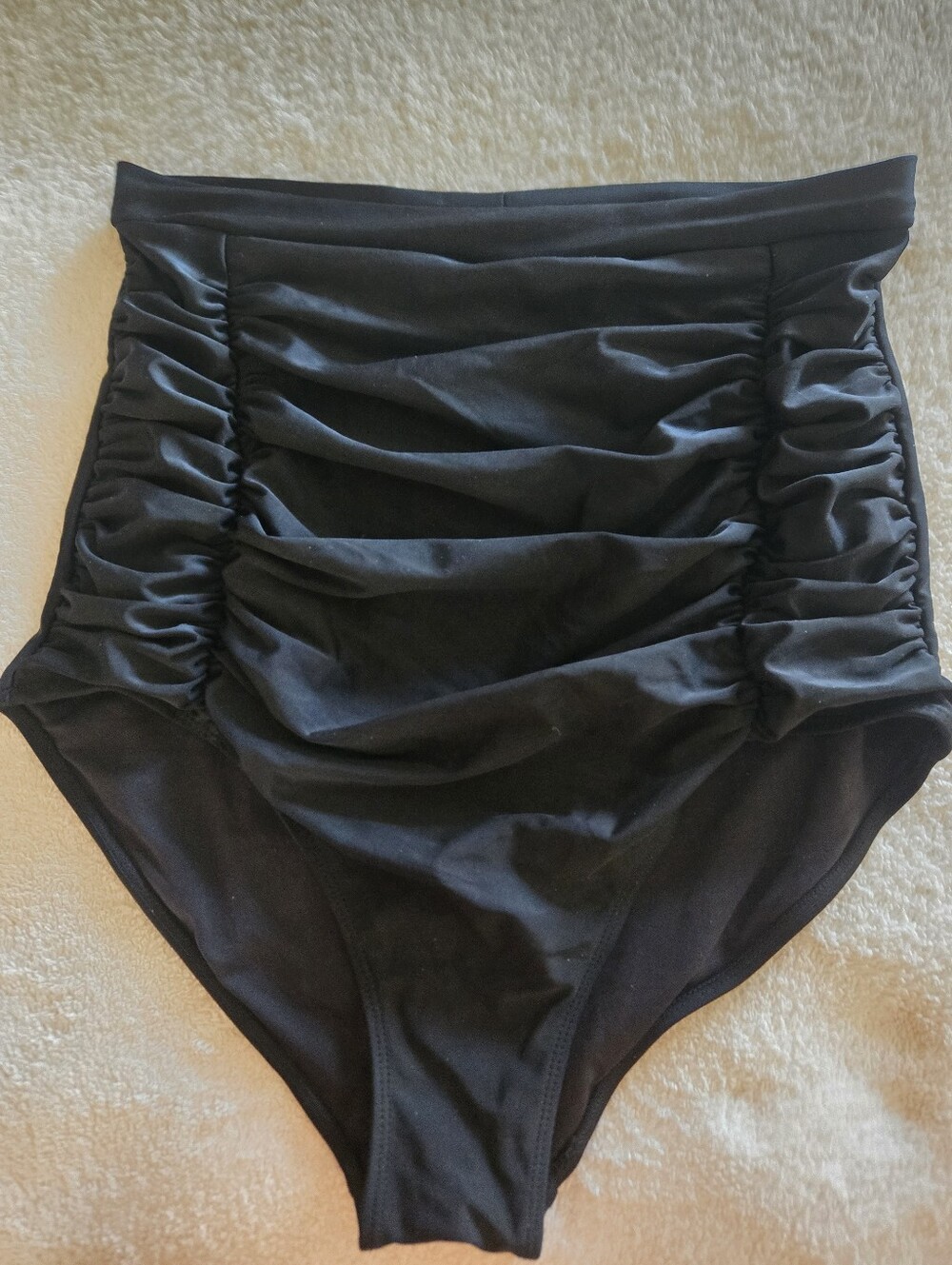 Empetua High-Waist Black Ruched Swim Bottoms - XXL - Picture 2 of 2